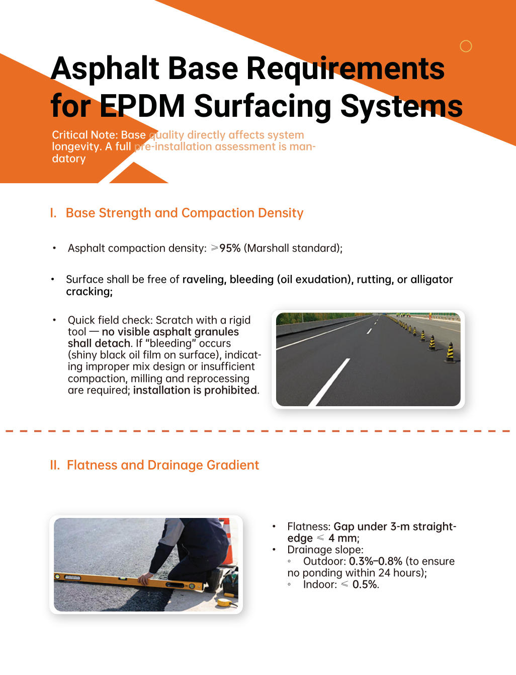Asphalt Base Requirements  for EPDM Surfacing Systems
